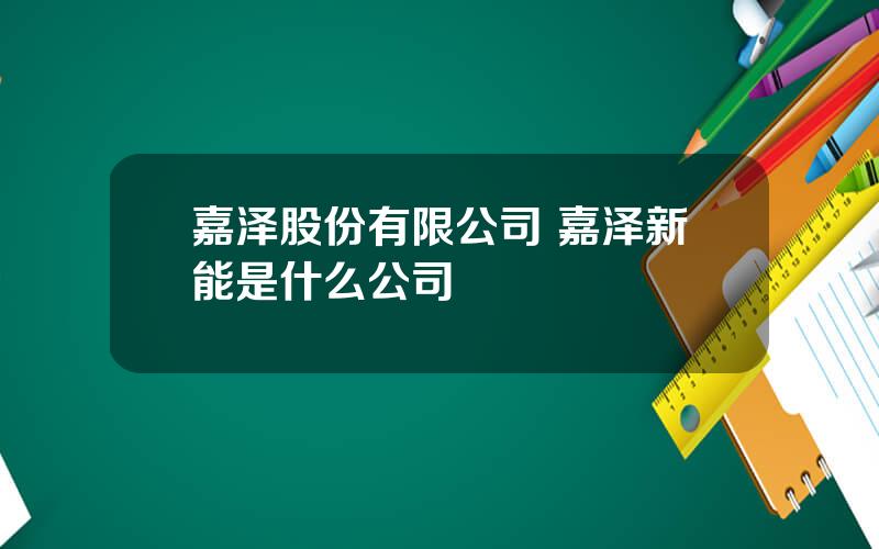 嘉泽股份有限公司 嘉泽新能是什么公司